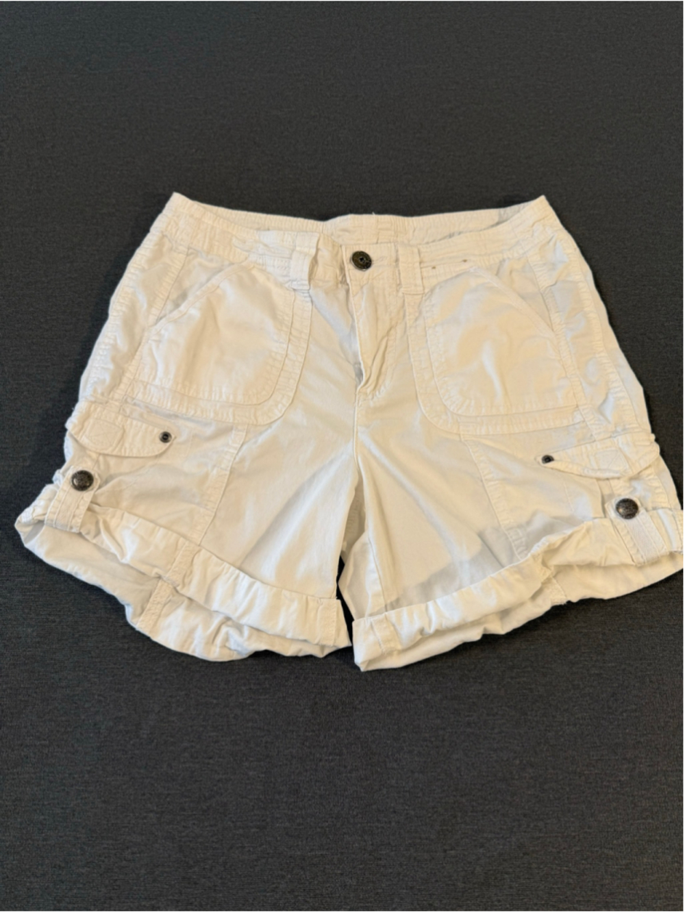 Khaki & Co White Roll-Tab Cuffed Cotton Cargo Shorts Size 4 EUC
